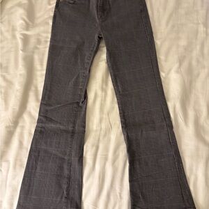 Frame Le Bardot Houndstooth Check Flared Pants High Rise